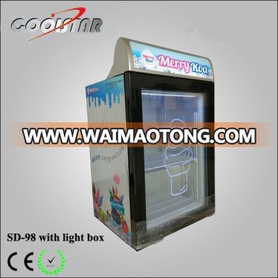 Small freezer portable ice cream table top ice cream freezer with light box