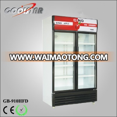 Commercial two glass door upright freezer vertical drink showcase freezer