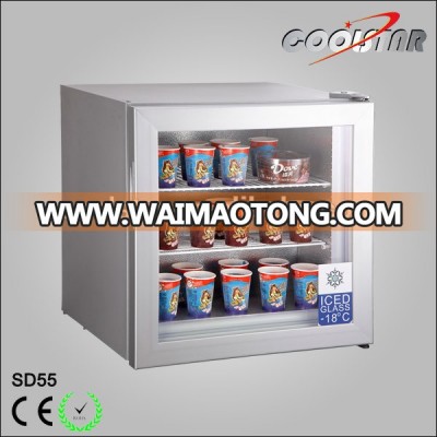 Mini capacity countertop single glass display ice cream freezer